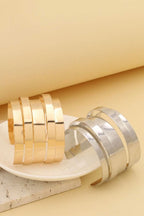 Gold Minimalist Multi Layered Opening Alloy Bangle - Rose & Ruffles