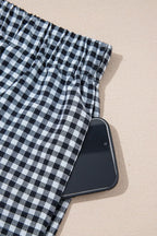 Black Gingham Printed High Waist Shorts - Rose & Ruffles