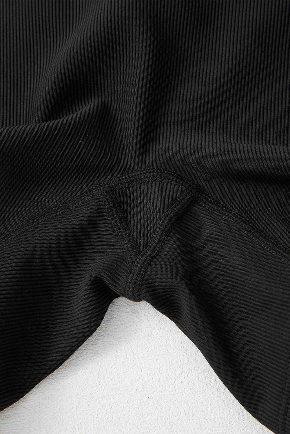 Black Back Cross Waistband Yoga Shorts