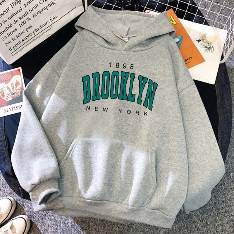 Brooklyn New York Printed Hoodie - Rose & Ruffles