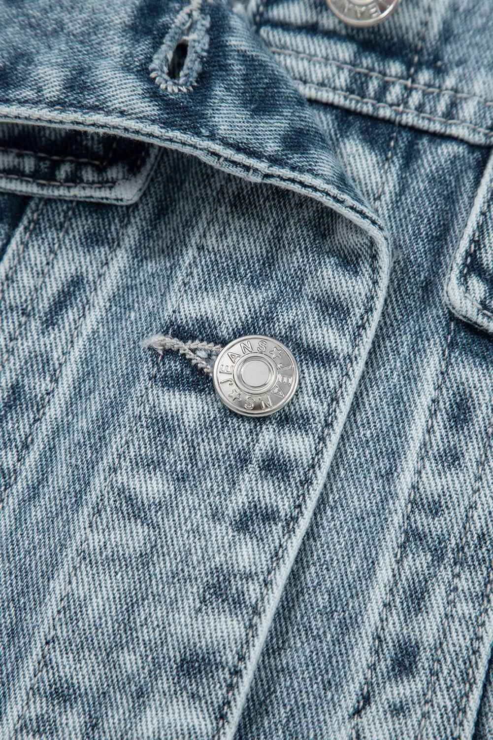 Myosotis Button Flap Pocket Frayed Detail Denim Vest