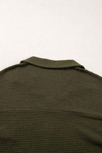 Four Leaf Clover Solid Color Textured Buttoned Shirt and Casual Pants Set