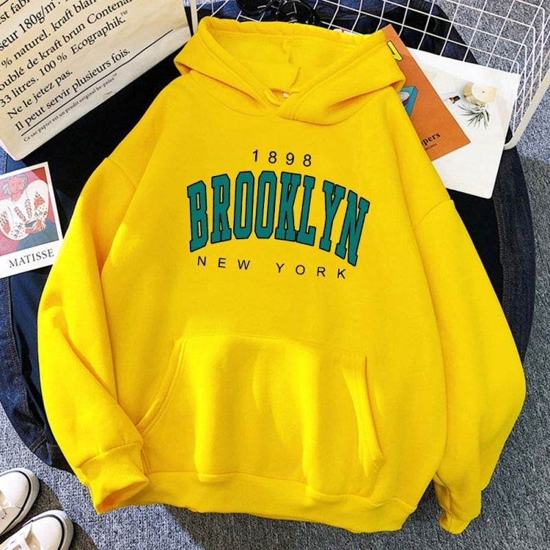 Brooklyn New York Printed Hoodie - Rose & Ruffles