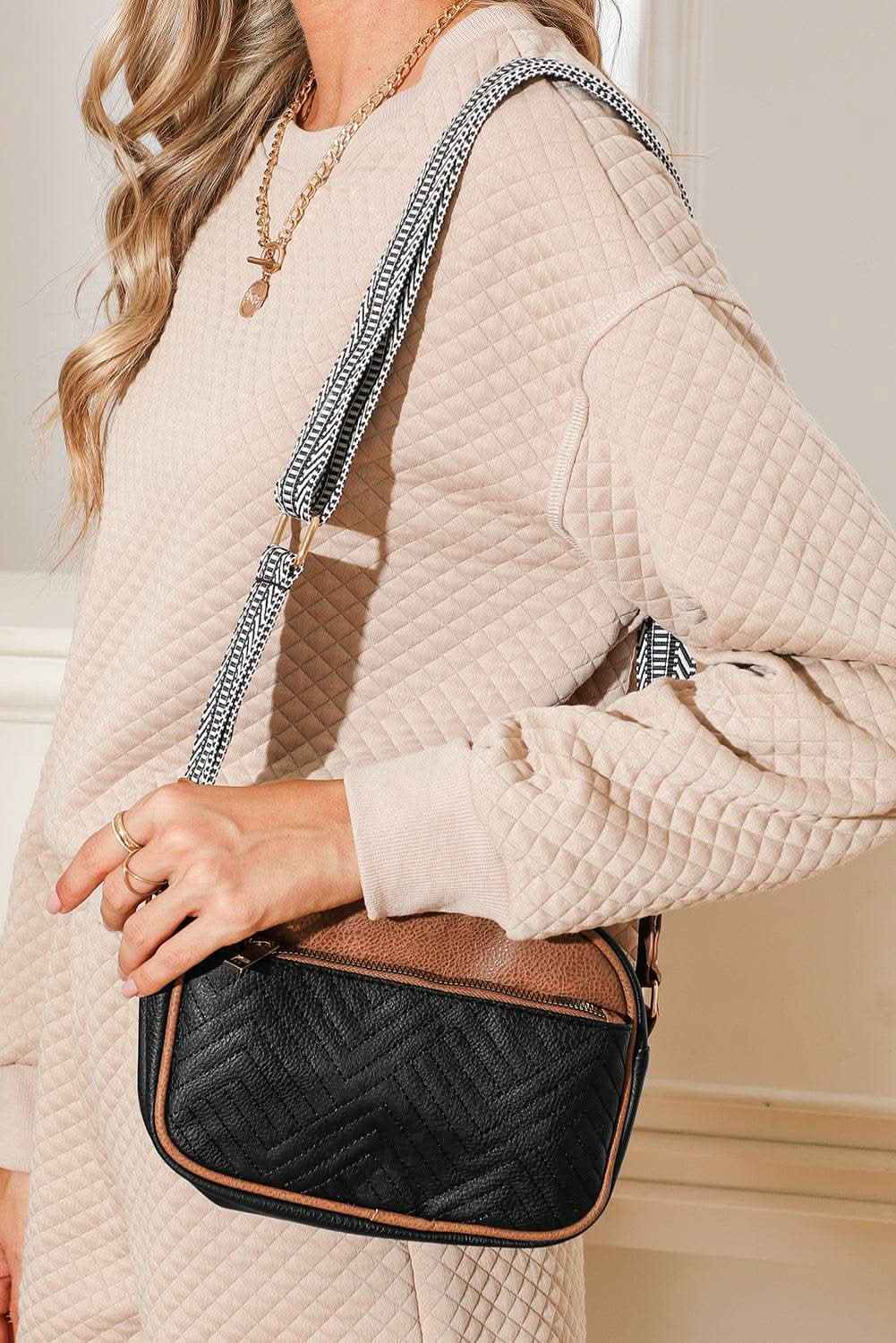 Chestnut Quilted Faux Leather Crossbody Bag 22*6*16cm