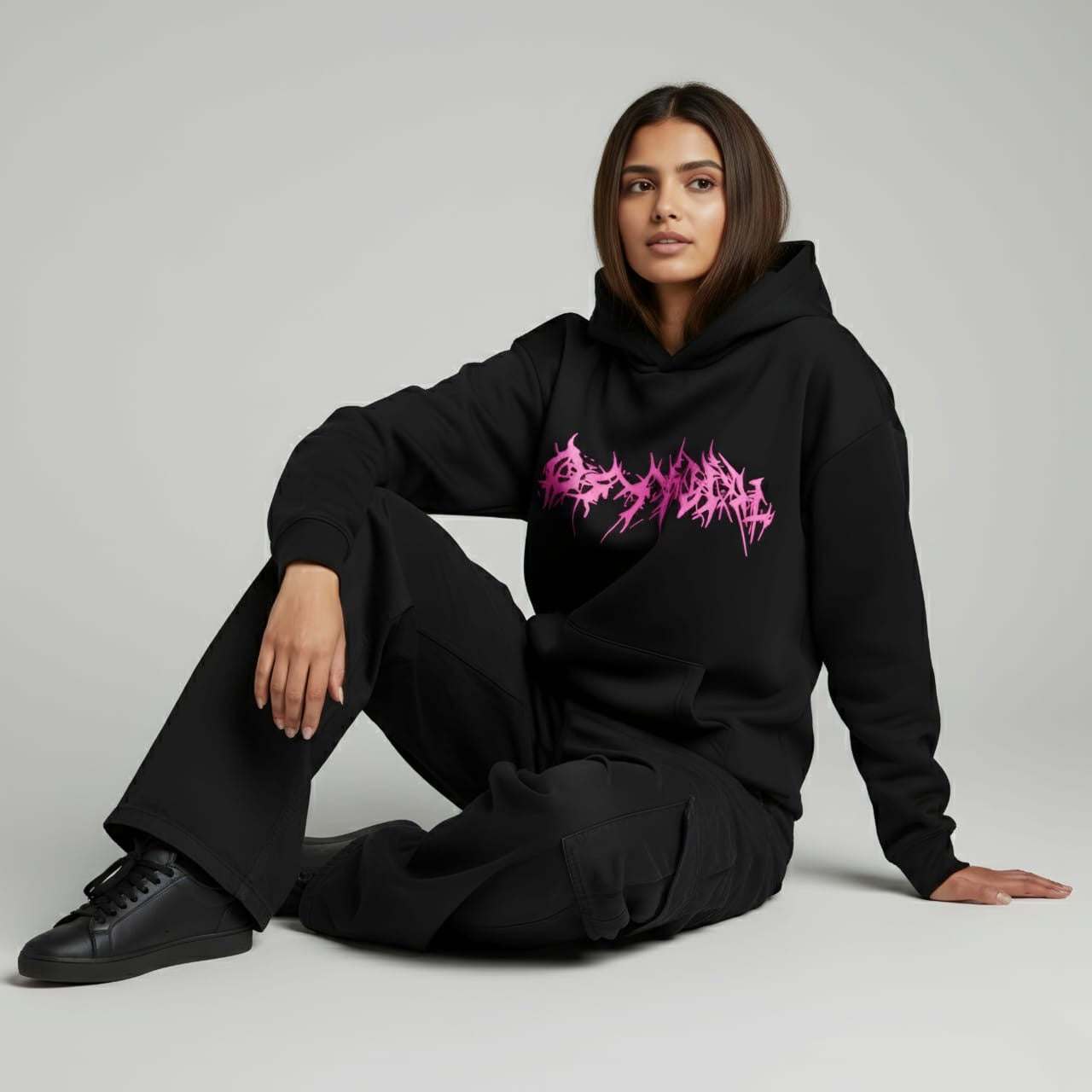 Neon Chaos Oversized Streetwear Hoodie (Unisex) - Rose & Ruffles