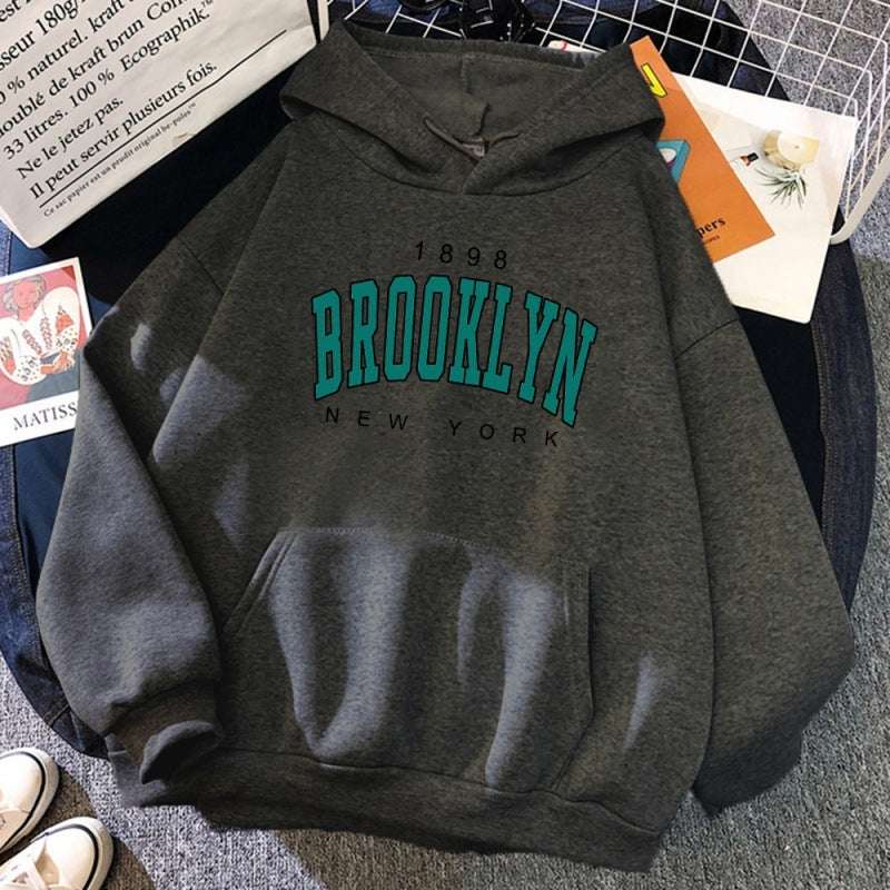 Brooklyn New York Printed Hoodie - Rose & Ruffles