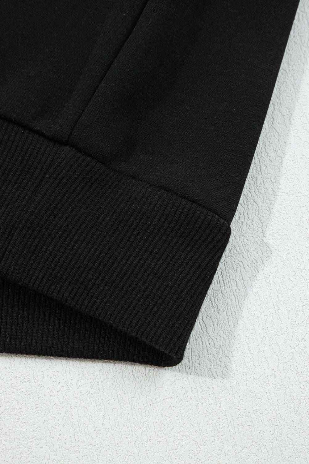 Navy Blue Varsity Stripe Detail Drop Shoulder Pullover Mini Skirt Set