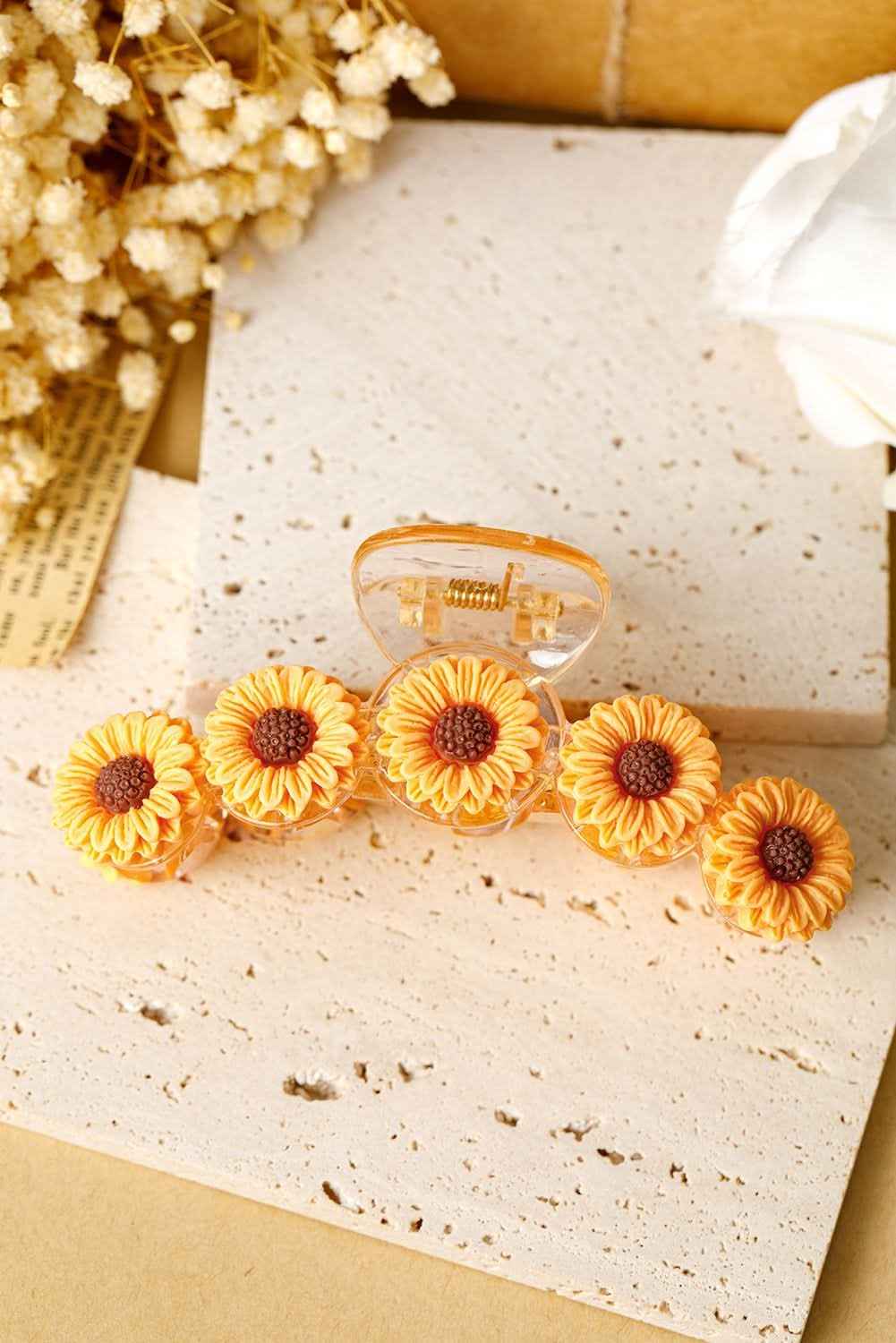 Jurassic Gold Sunflower Decor Plastic Resin Claw Clip