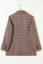 Brown Houndstooth Lapel Collar Blazer