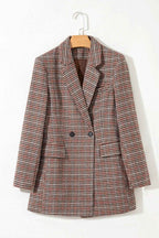 Brown Houndstooth Lapel Collar Blazer
