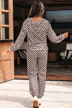 Black Athleisure Checkered 2pcs Pants Set