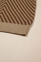 Sky Blue Contrast Chevron Knit V Neck Sweater Vest