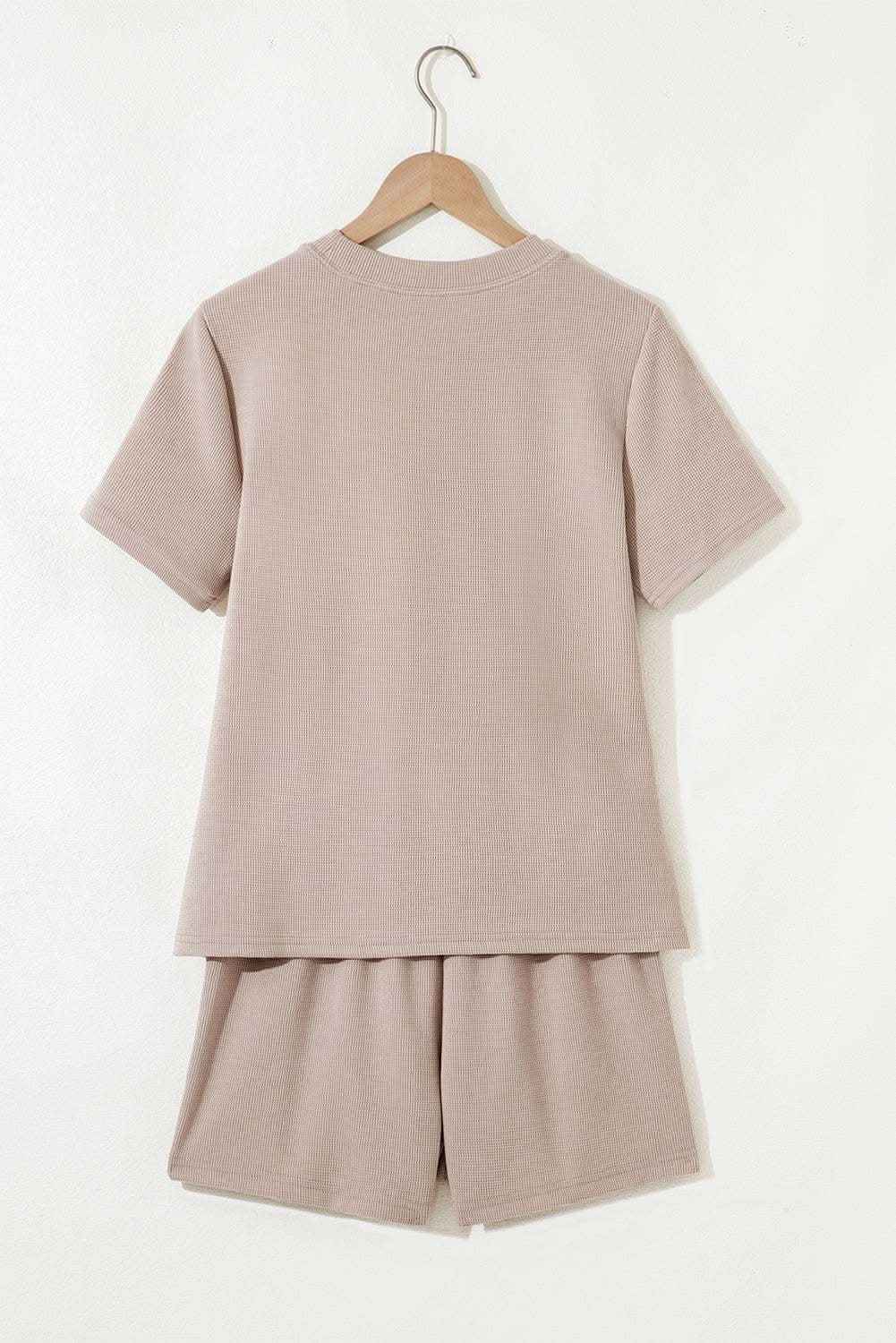 Jet Stream Textured Colorblock Patchwork Tee and Shorts Set