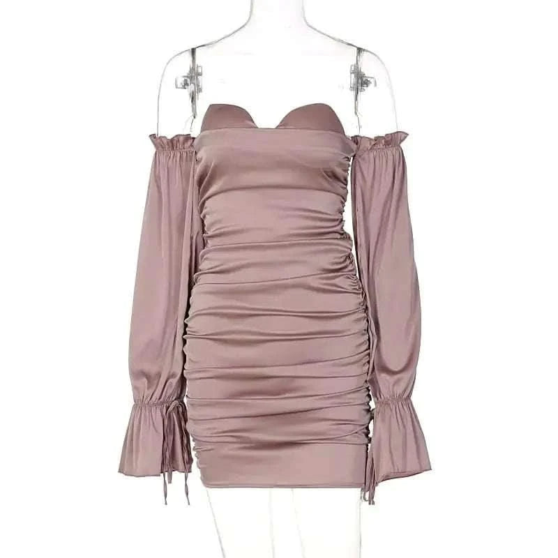 Solid Color Off-Shoulder Lantern Sleeve Dress - Rose & Ruffles